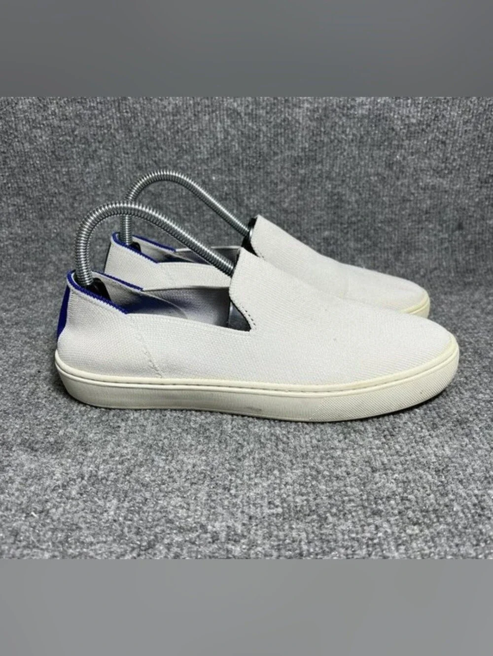 Rothy’s Slip On Sneakers Womens 8.5 White Blue Black Flats Shoes *